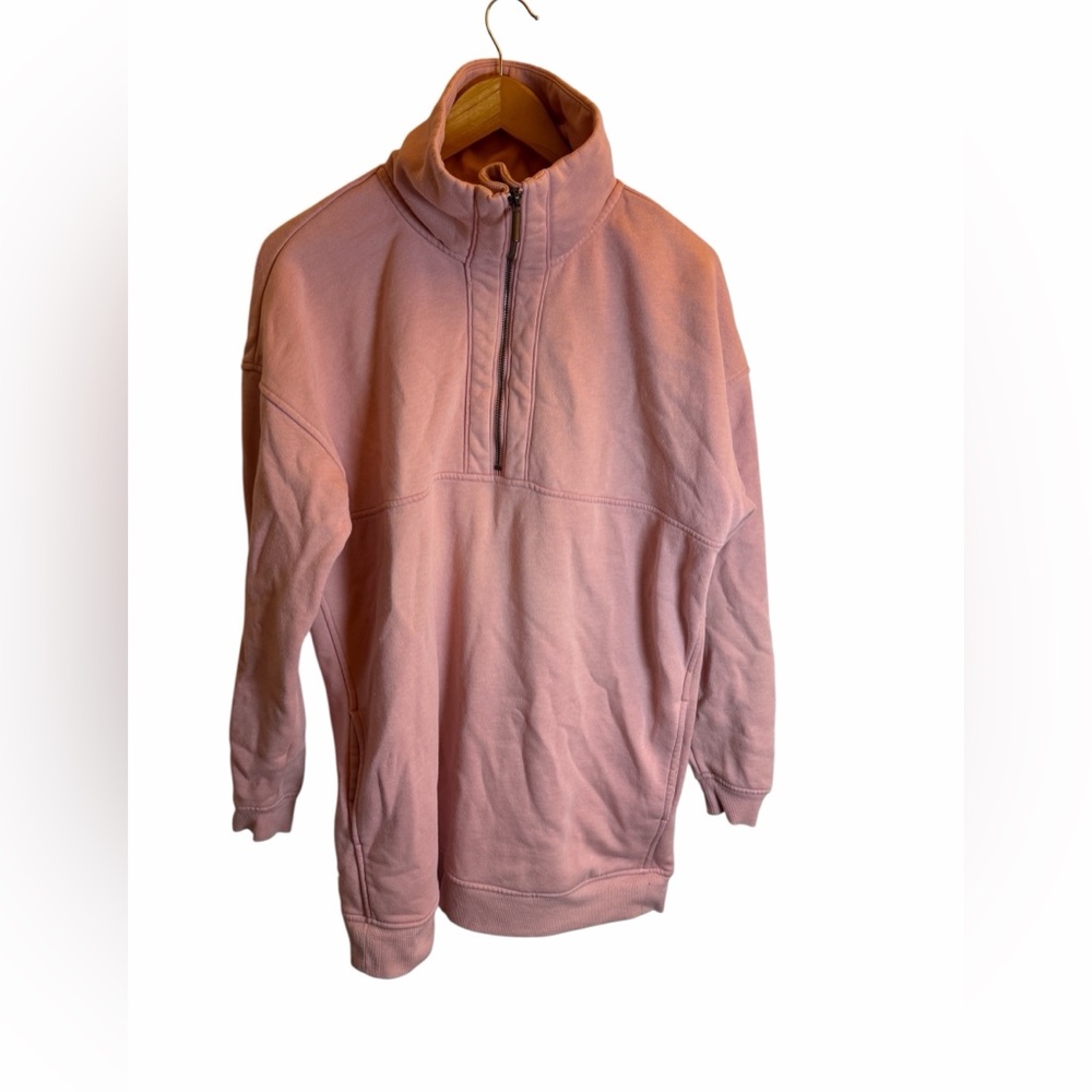 Old Navy Pink Quarter Zip Pullover Sweatshirt Mock Neck Womens Medium Tall